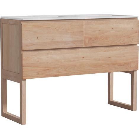 Mobile bagno in rovere massello con doppio lavabo da incasso Naturale chiaro 120 cm - TARELO