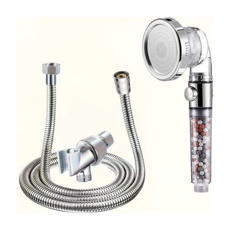Pommeau de Douche à Large Débit avec Ionisation Négative – 3 Modes et Bouton Stop (1/4)