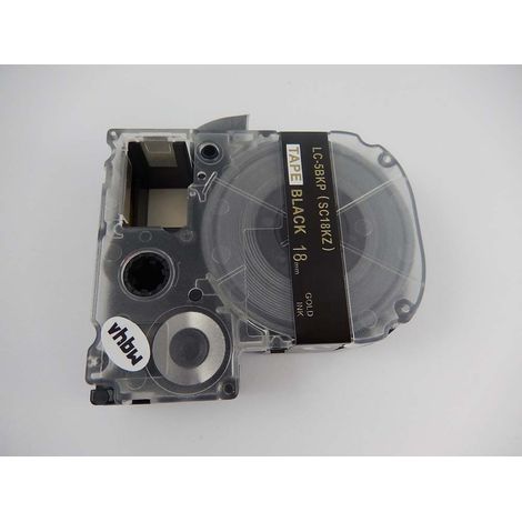 vhbw Label Tape Replacement for Epson LC-5BKP for Label Printer 18mm Gold on Black (1/2)