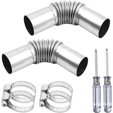 2 Pièces Raccord de Tuyau d'Échappement Chauffage Autonome, 25mm Tuyau d'Échappement de Voiture avec 4 Colliers en Acier Inoxydable et 2 Tournevis, Accessoire pour Chauffage Diesel (1/5)