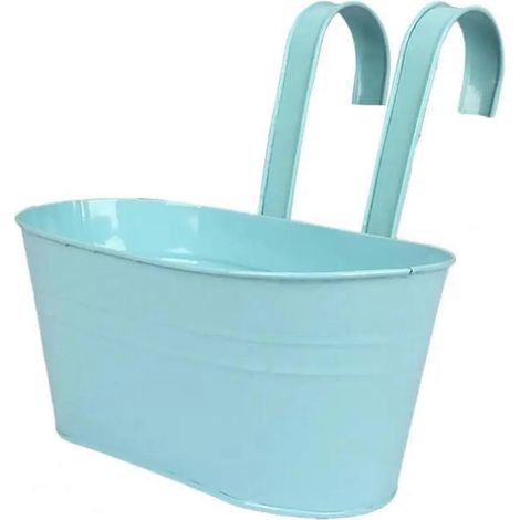 Pots de fleurs suspendus en métal et fer bleu clair jardinières suspendues avec trous de drainage (1/5)