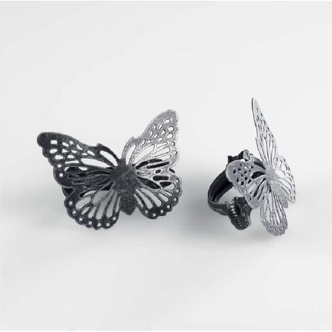 2 Embrasses Papillo noir argent