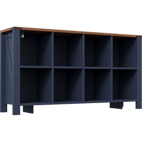 Credenza con 8 scomparti aperti in MDF blu, 140 x 34 x 75 cm (1/5)