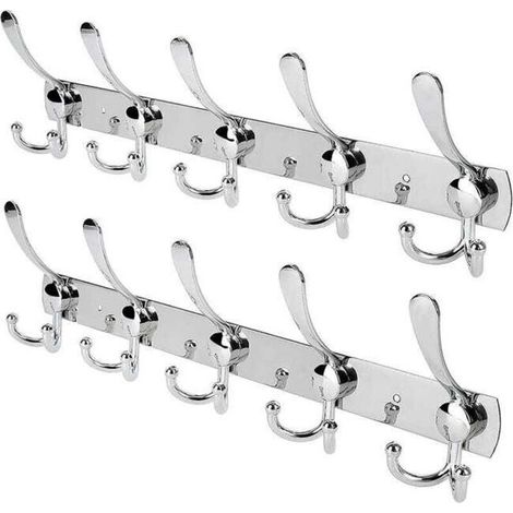 Lot de 2 porte-manteaux et porte-chapeaux en acier inoxydable, crochet mural en alliage d'aluminium pour salle de bain (1/5)