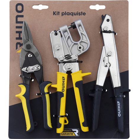 RHINO - Set di 3 utensili, kit 3 pezzi - Cesagliatore/Gripsettrice/crimpatrice - appositamente progettato per piastre - 5 anni di garanzia