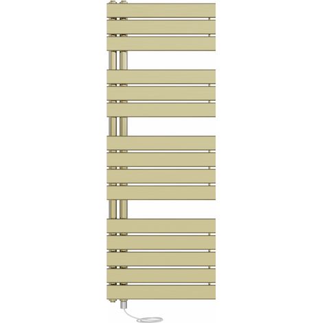 Prefilled Electric Heated Towel Rail Flat Panel Ladder Warmer Heating Rads 1380x500mm Brushed Brass (1/5)