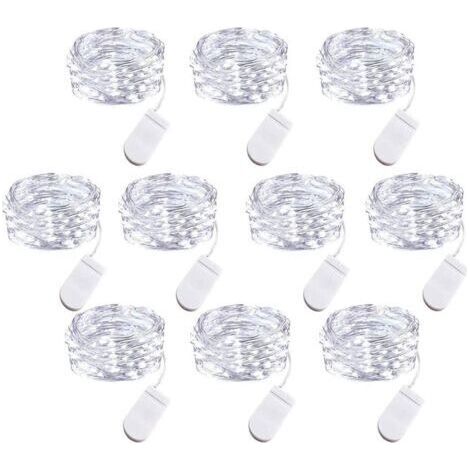 BUNTHAUS Lot de 10 Guirlandes Lumineuses LED à Piles, 1m Fil de Cuivre 10 Ampoules LED pour Chambre Maison Fête Mariage Festival Concert Décoration (1/5)
