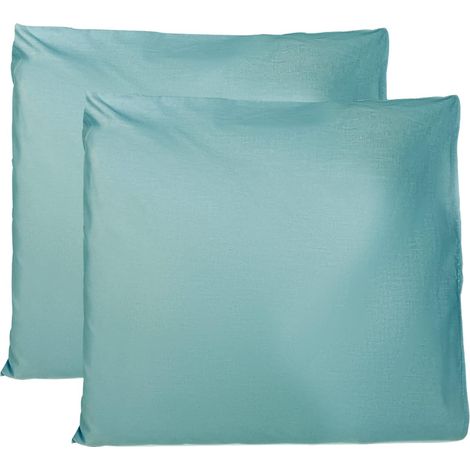 MINKUROW Federa Cuscino 100% Cotone 65x65 CM Pacco da 2, Federa Rettangolare 100% Cotone Puro con Chiusura - Verde (1/5)