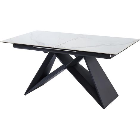 Tavolo da pranzo allungabile da 6 a 8 coperti in Ceramica e Metallo Bianco - LIBSY (1/4)