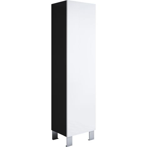 Armario con Patas 12cm Vitrina Mueble de Salón Armario de pared 1 puerta 40x177x29cm Modelo Luke V4 Negro y Blanco brillo