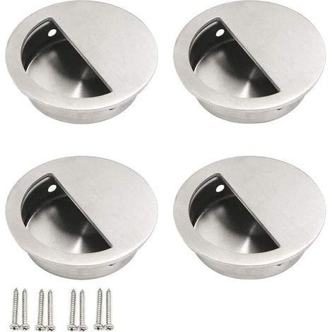 Poignée de porte encastrée acier inoxydable brossé argent – Barre demi-cercle 30 mm pour placard et tiroir – Lot de 2 (1/4)