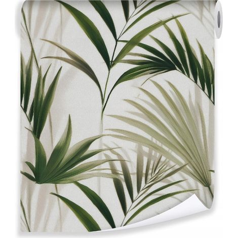 Papier peint herbe feuilles boho tropical sur molleton mur salon chambre coucher (1/3)