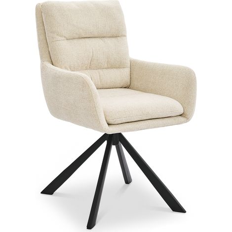 Bon Furni Chaise 360° Pivotante Chenille Blanc crème, Lot de 1