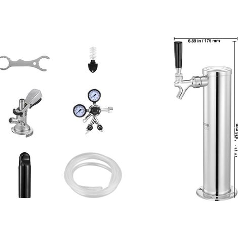 Kit de torre dispensadora de cerveza, acero inoxidable, monotiro, 1 grifo A (1/2)