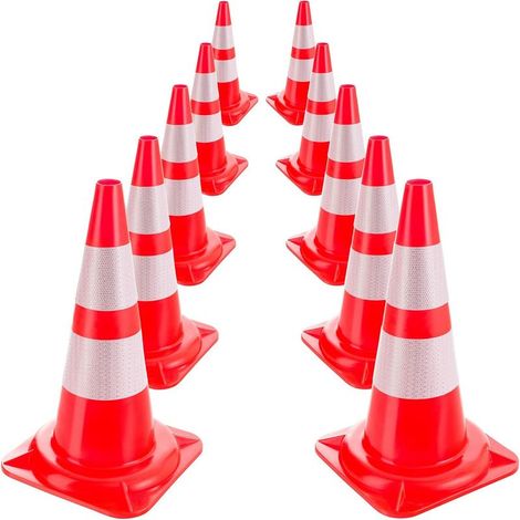 Cônes de signalisation routière cône de Chantier Orange Blanc 50 cm 10 pièces (1/5)