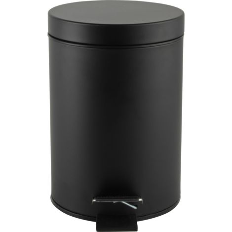 Beldray LA038098BLKFEU7 - Bidone a pedale da bagno in acciaio inox piccolo rotondo in acciaio inox per camera da letto, ufficio, cucina, toilette, cestello ruvido a chiusura morbida, secchio interno (1/5)