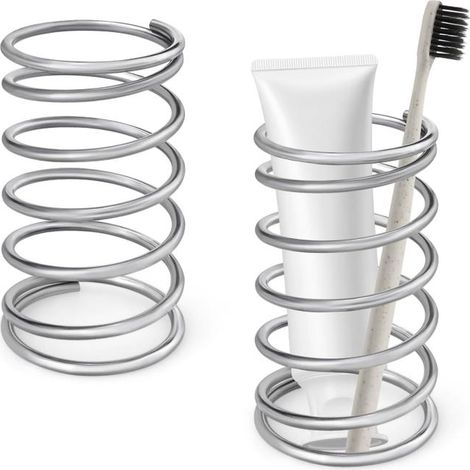 royaluxe - Lot de 2 porte-brosses à dents en acier inoxydable pour salle de bain, brosses à dents, dentifrice, stylos et pinceaux de maquillage (1/5)