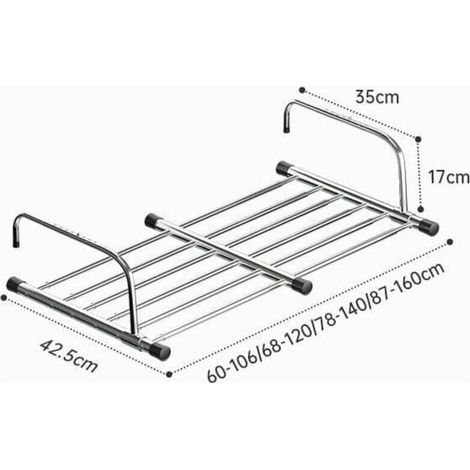 Etendoir à suspendre, Ohjijinn Etendoir À Linge Pliable Séchoirs, À Linge en Acier Inoxydable Télescopique, 60-106cm De Longueur Séchoir Suspendu Séchoir À Linge Balcon pour Intérieur (1/4)