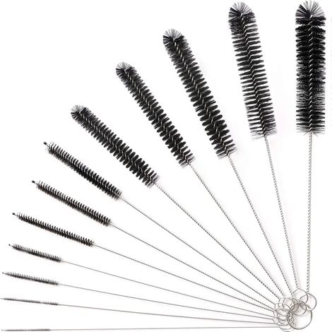 Brosses de nettoyage, 12 pièces Brosses de 24 cm de long, Brosses de nettoyage de bouteilles Brosse de tube de lait Brosse de tube en nylon pour buse de théière, machines à expresso, pailles (1/4)