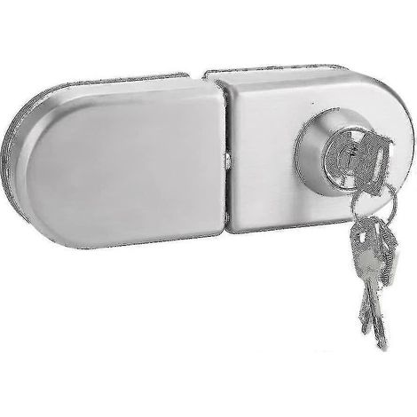 Serrure de porte coulissante sans cadre en acier inoxydable 10-12 mm, antivol, avec clé. (1/5)
