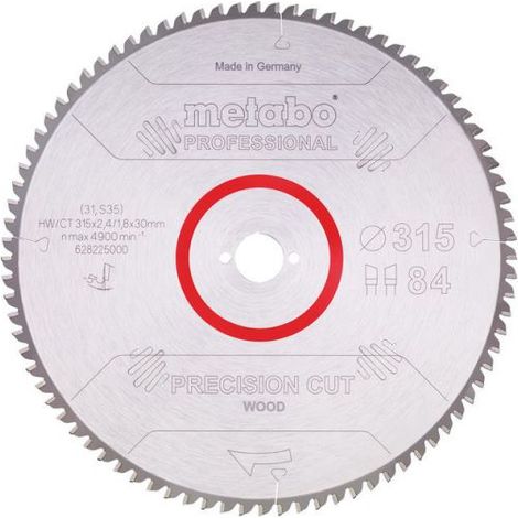 METABO Sägeblatt "precision cut wood - professional", 315x30, Z84 WZ 5° neg. (628225000) (1/2)