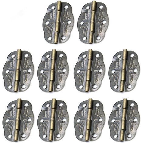 10 bisagras decorativas para joyeros, para puertas, armarios y cajones de muebles vintage, proveedor de herrajes, 32,2 cm, bronce. (1/5)