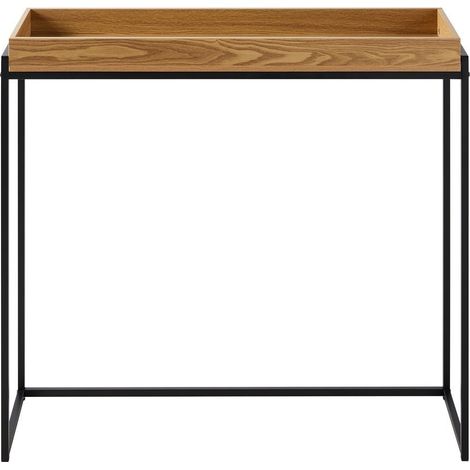 Calicosy – Console avec plateau à rebords 100 cm – Pieds en métal noir – Largeur 30 cm – Hauteur 90 cm – Pour décoration intérieure