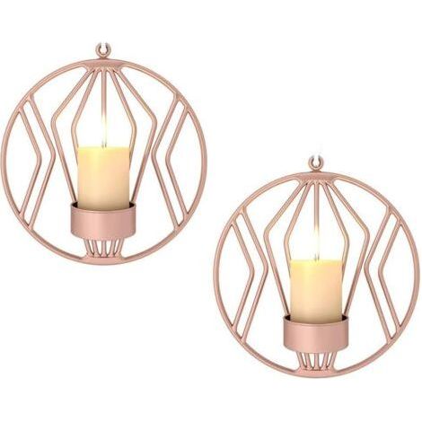 2pcs Chandeliers Muraux en Métal, Décorations Murales, Éclairage pour Le Dîner Aux Chandelles dans Le Salon/Salle À Manger/Comptoir, Or Rose (1/5)