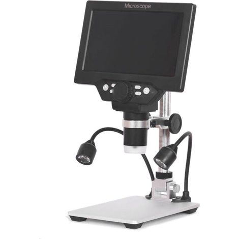 G1200 Digital Microscope Large 7-inch Color LCD Screen Large Base 12MP 1-1200X Continuous Magnification Magnifier with Aluminum Alloy Stand and Two Fill Lights (1/5)