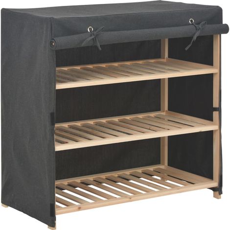 Armoire à chaussures avec housse,Meuble à chaussures,Etagère de Rangement Gris 79x40x80 cm Tissu HYB38456 (1/5)