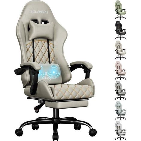 EcoFurnix, suede upholstery, ergonomic office chair with massaging lumbar support, maximum load of 150 kg, Light Coffee (1/5)