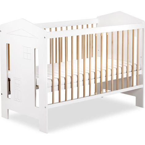IDA Lit bébé évolutif à barreaux Blanc / Bois 120x60 sans barrière (1/5)