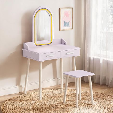 Coiffeuse coloris rose en MDF 60 x 36 x 100 cm (1/5)
