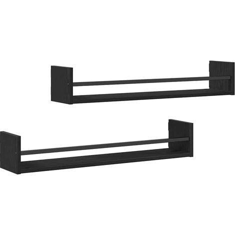 Étagère Murale Montage mural 2 pcs Étagères flottantes Chêne noir 80 x 16 x 14 cm (1/5)