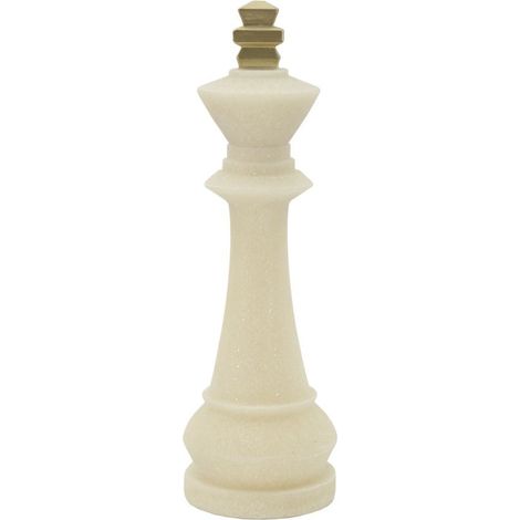 Scultura Re degli scacchi Quarzy in resina bianco e oro