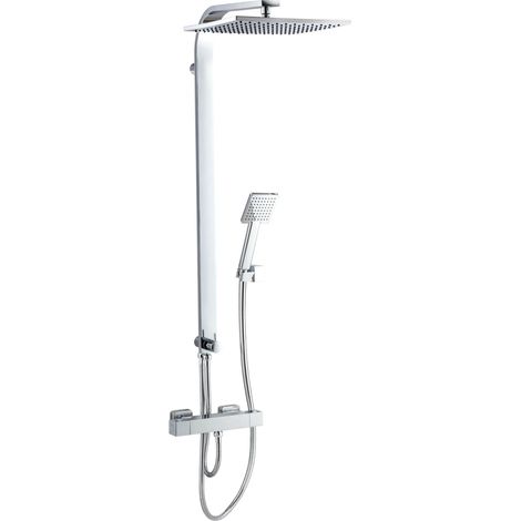 Colonne de douche avec mitigeur thermostatique 1 jet chromé, inverseur céramique, hauteur réglable, anti-calcaire, ACS (1/5)