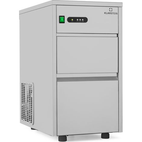 Klarstein Eiswürfelmaschine, Profi Ice Maker, Eiswürfelbereiter für Klare Eiswürfel, Eiswürfelmaschine für Gastro & Zuhause, Leise Eiswürfelmaschine Groß mit Eiswürfelbehälter, 145W, 20 kg/Tag, Silber (1/5)