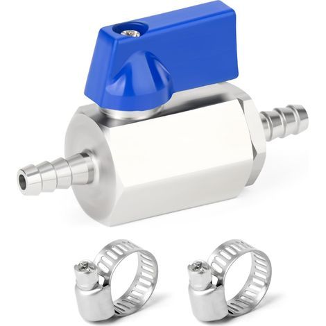 Ball valve with 6 mm fitting, 304 stainless steel, hose clamps, drip irrigation (1/5)