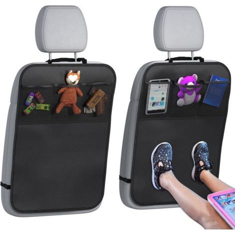 Tapis anti-coup de pied 3 poches pour siège arrière - Protection universelle en polyester pour enfants et animaux (1/5)