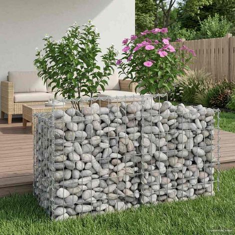 Gabionen Hochbeet Silber 100 x 50 x 60 cm Verzinkter Stahl