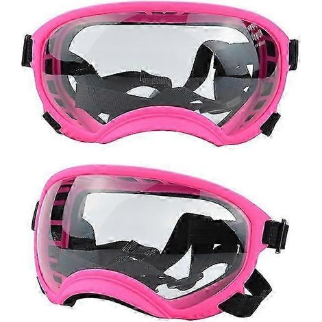Hundebrille UV-Schutz, hohe Stoßfestigkeit, verstellbares Gummiband, atmungsaktiv, für Welpen und große Hunderassen (Rosa und Transparent, Größe L) (1/5)