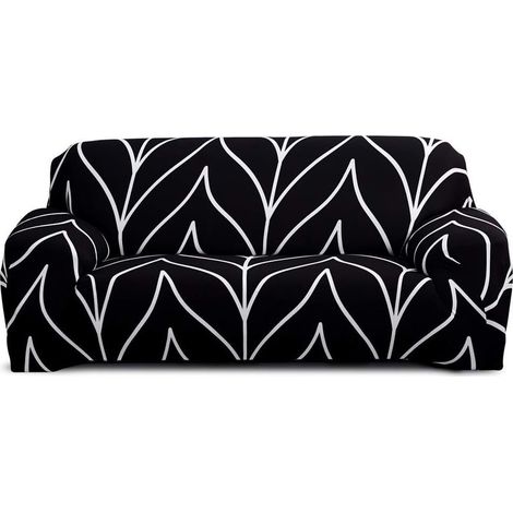 Housse de canapé élastique trois places (noir, trois personnes 190 230cm) (1/5)