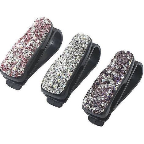 Brillenhalterung für die Sonnenblende im Auto, Autozubehör mit Parkkartenclip, robuste Brillenhalterung (3er-Pack, rosa). (1/5)