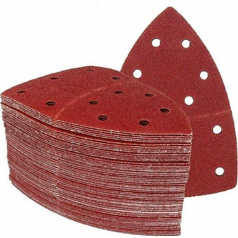 UlisemLot de 50 Feuilles Abrasives Triangles Papier Ponçage de 105 x 152 mm, grain 80, adaptées pour différentes ponceuses