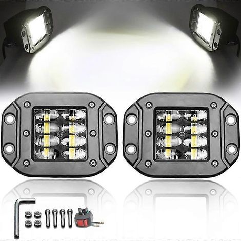 Barre lumineuse de travail LED encastrée 24 W, 12,7 cm (5 pouces), pour 4x4, camion, voiture tout-terrain, éclairage auxiliaire extérieur, phares antibrouillard LED, 12 V/24 V, lot de 2. (1/5)