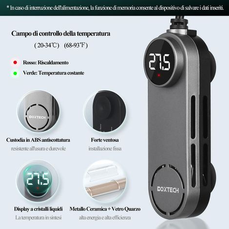 Chauffage pour Aquarium Petit Chauffage Submersible avec Thermostat Réglable et Affichage LED Digital pour Mini Aquarium Poissons Tortues (1/5)