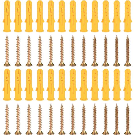 Lot de 50 vis et chevilles pour mur de maçonnerie, brique, béton, vis sans tête autotaraudeuses pour cloison sèche, boulons d'ancrage mural–M8 x 40 mm