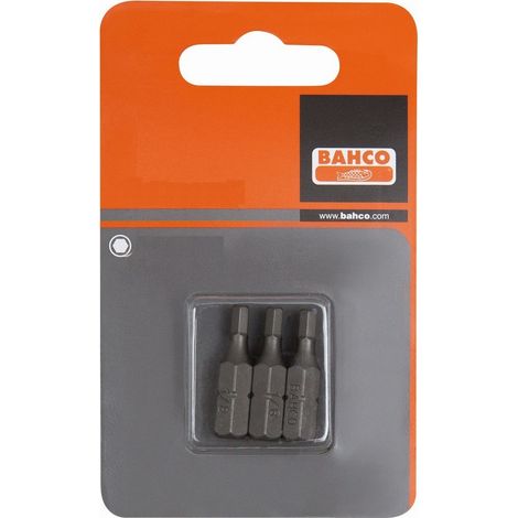 Bahco Embout de tournevis 1/4 standard pour vis 6 pans 7/32", 25 mm - 3 pcs/conditionnement blister - 59S/H7/32-3P"