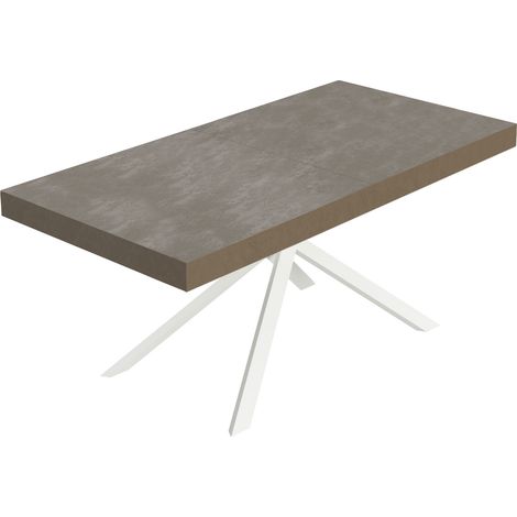 Tavolo allungabile 180/440x90 cm Niket tortora gambe bianche