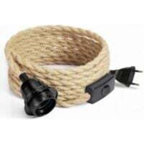 Câble en lin à deux conducteurs de 4,5 m de long avec ille E27 et interrupteur pour lampes DIY (ampoule non incluse) (1/5)